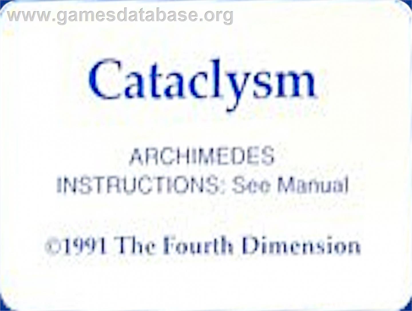 Cataclysm - Acorn Archimedes - Artwork - Cartridge Top