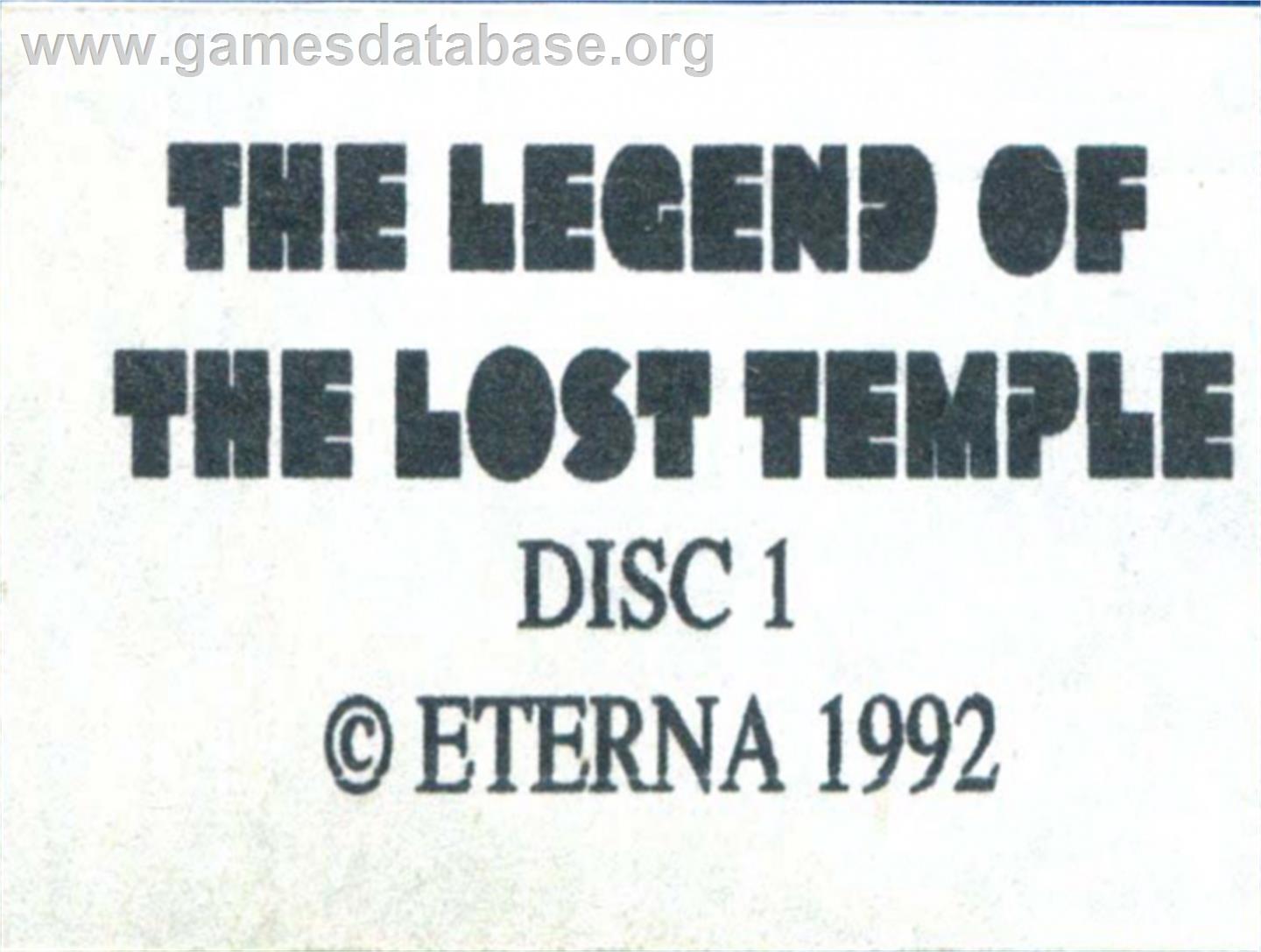 Legend of the Lost Temple, The - Acorn Archimedes - Artwork - Cartridge Top