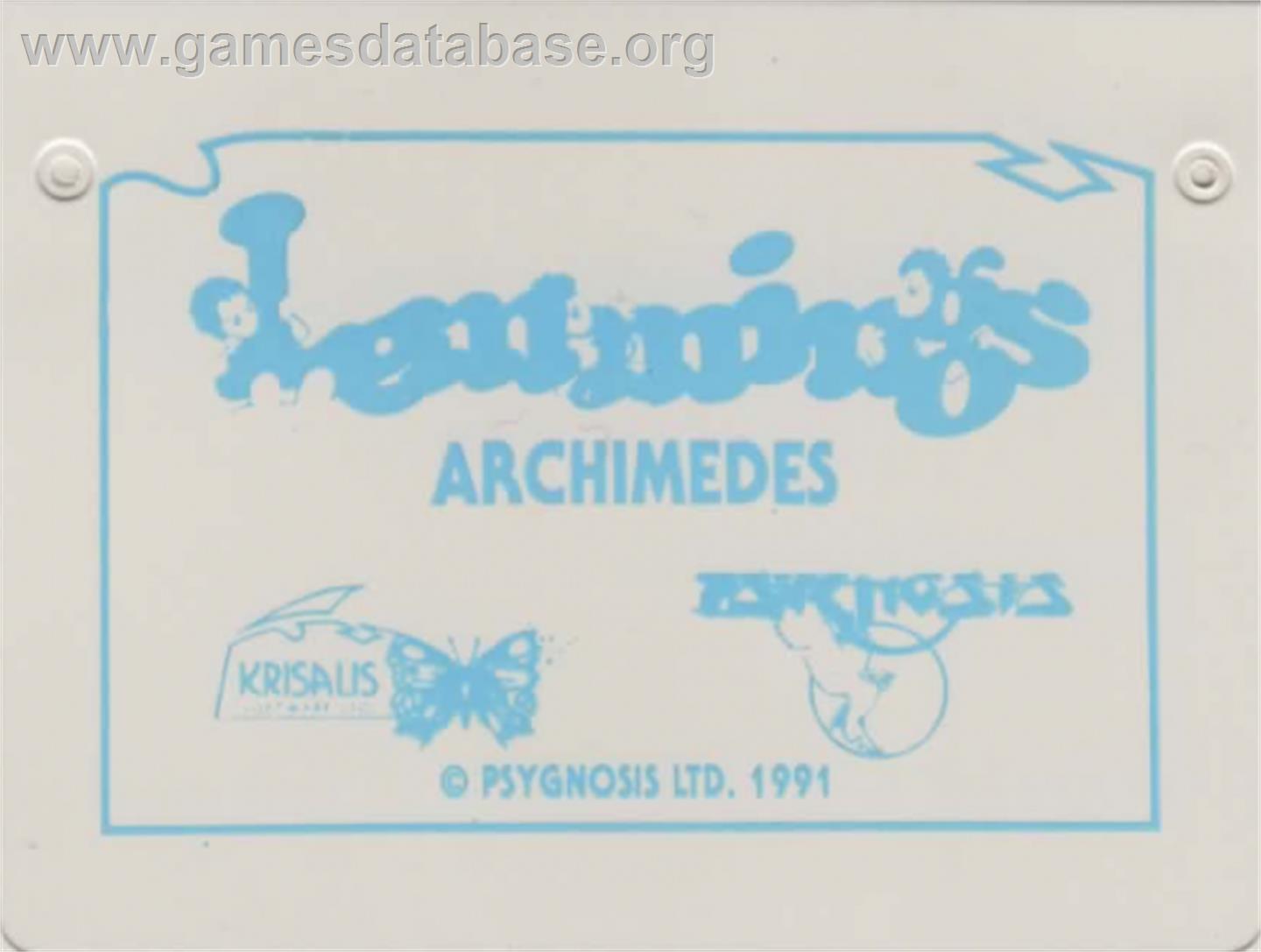 Lemmings - Acorn Archimedes - Artwork - Cartridge Top