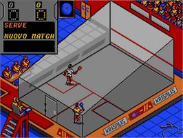 In game image of Jahangir Khan's World Championship Squash on the Acorn Archimedes.