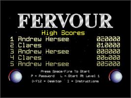 Title screen of Fervour on the Acorn Archimedes.