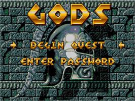Title screen of Gods on the Acorn Archimedes.