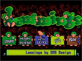 Title screen of Lemmings on the Acorn Archimedes.
