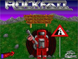 Title screen of Rockfall on the Acorn Archimedes.