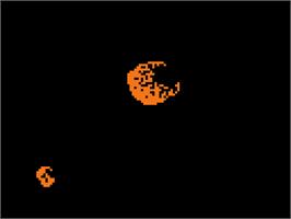 In game image of 3D Asteroids on the Acorn Atom.