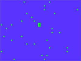 In game image of Asteroid Belt on the Acorn Atom.
