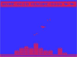 In game image of City Bomber on the Acorn Atom.