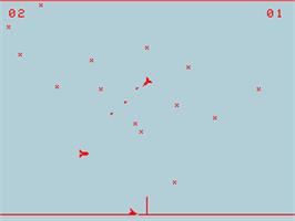 In game image of Dogfight on the Acorn Atom.