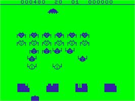 In game image of Invader Force on the Acorn Atom.