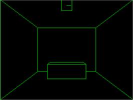 In game image of Minotaur on the Acorn Atom.