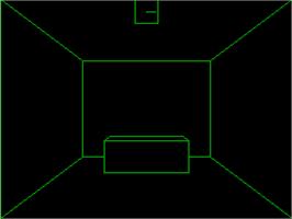 In game image of Minotaur on the Acorn Atom.