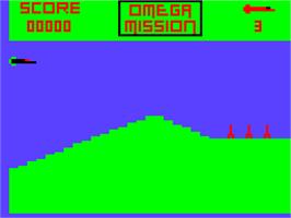 In game image of Omega Mission on the Acorn Atom.