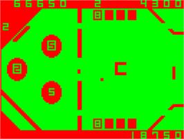 In game image of Pinball on the Acorn Atom.