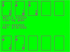 In game image of Pontoon on the Acorn Atom.