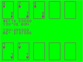 In game image of Pontoon on the Acorn Atom.