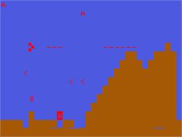 In game image of Scramble on the Acorn Atom.