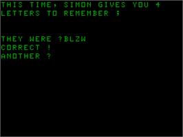 In game image of Simon on the Acorn Atom.