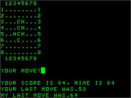 In game image of Super Othello on the Acorn Atom.