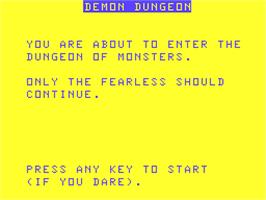 Title screen of Demon Dungeon on the Acorn Atom.