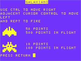 Title screen of Galaxians on the Acorn Atom.
