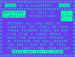 Title screen of Pengo on the Acorn Atom.