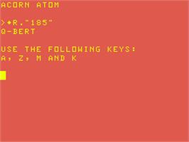 Title screen of Q-Bert on the Acorn Atom.