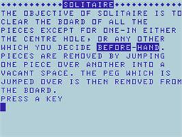 Title screen of Solitaire on the Acorn Atom.