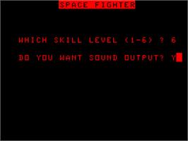 Title screen of Space Fighter on the Acorn Atom.