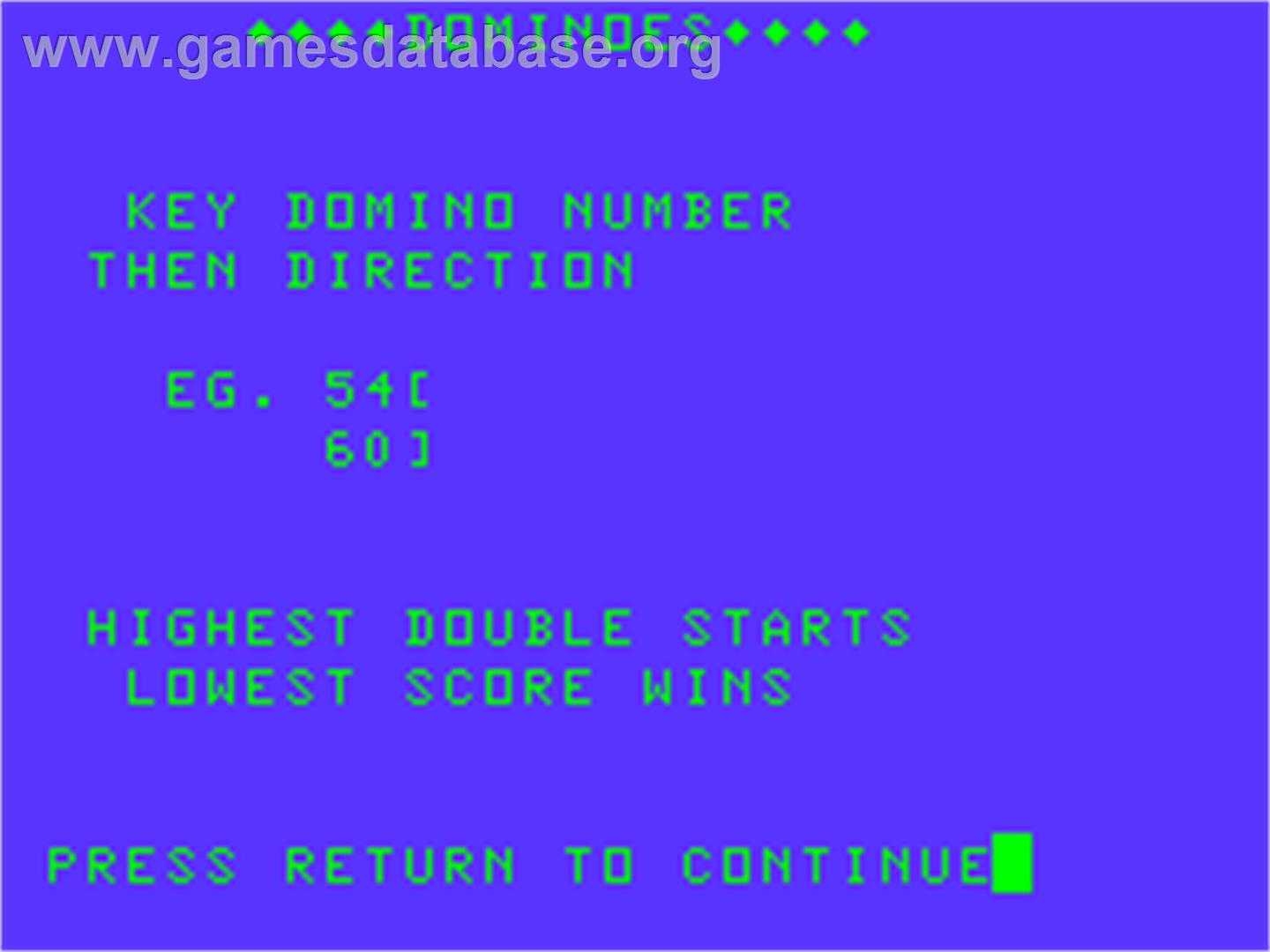 Dominoes - Acorn Atom - Artwork - Title Screen