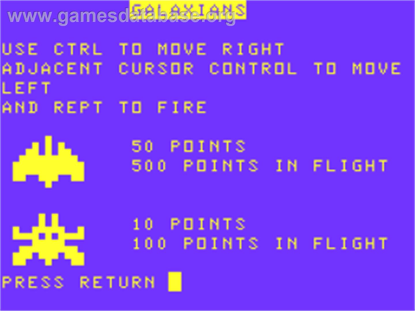 Galaxian - Acorn Atom - Artwork - Title Screen