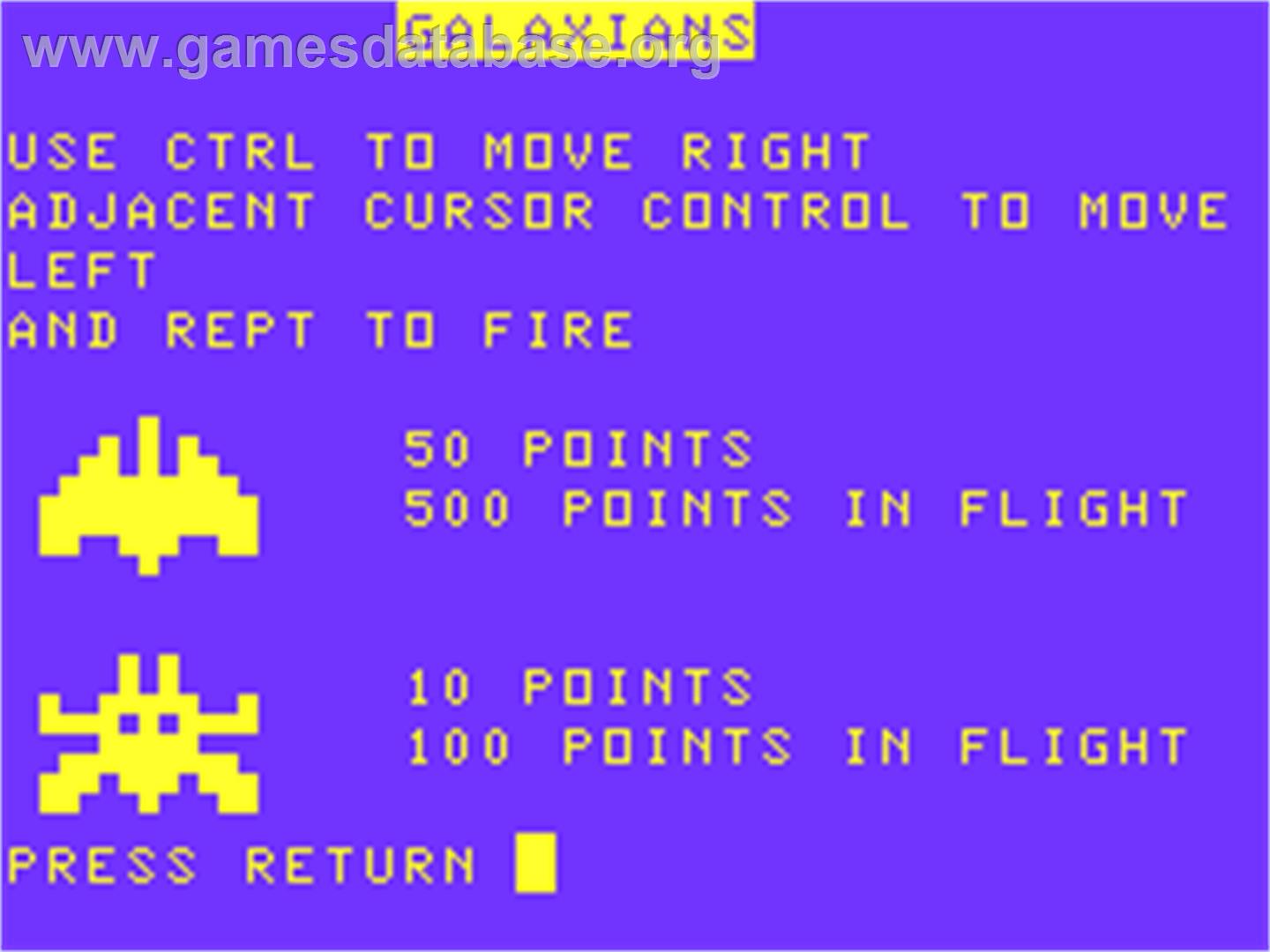 Galaxians - Acorn Atom - Artwork - Title Screen