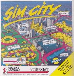 Box cover for Sim City on the Acorn BBC Micro.