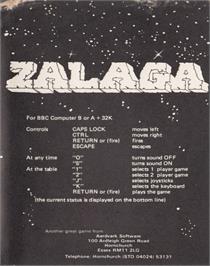 Box cover for Zalaga on the Acorn BBC Micro.