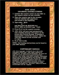 Box back cover for Atic Atac on the Acorn BBC Micro.