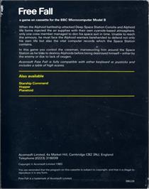 Box back cover for Free Fall on the Acorn BBC Micro.