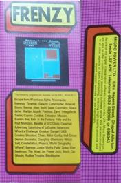 Box back cover for Frenzy on the Acorn BBC Micro.