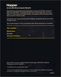 Box back cover for Hopper on the Acorn BBC Micro.