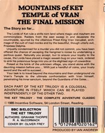 Box back cover for Ket Trilogy, The on the Acorn BBC Micro.