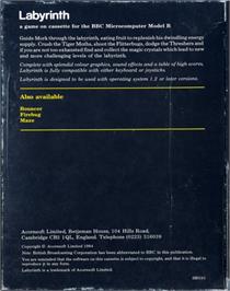 Box back cover for Labyrinth on the Acorn BBC Micro.