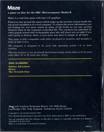 Box back cover for Maze on the Acorn BBC Micro.