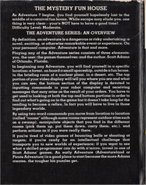 Box back cover for Mystery Fun House on the Acorn BBC Micro.