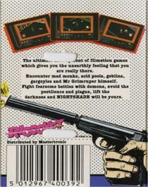 Box back cover for Nightshade on the Acorn BBC Micro.