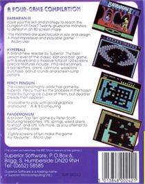 Box back cover for Pandemonium on the Acorn BBC Micro.