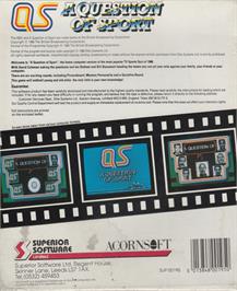 Box back cover for Question Of Sport, A on the Acorn BBC Micro.