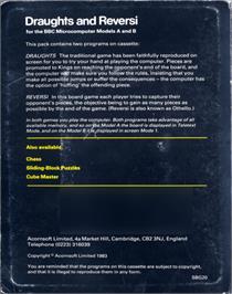Box back cover for Reversi (Acornsoft) on the Acorn BBC Micro.