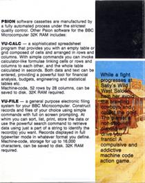 Box back cover for Saloon Sally on the Acorn BBC Micro.