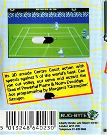 Box back cover for Tennis on the Acorn BBC Micro.