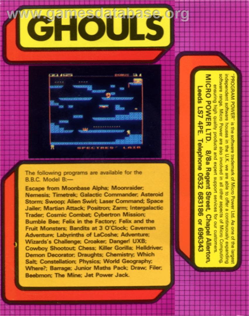 Ghouls - Acorn BBC Micro - Artwork - Box Back