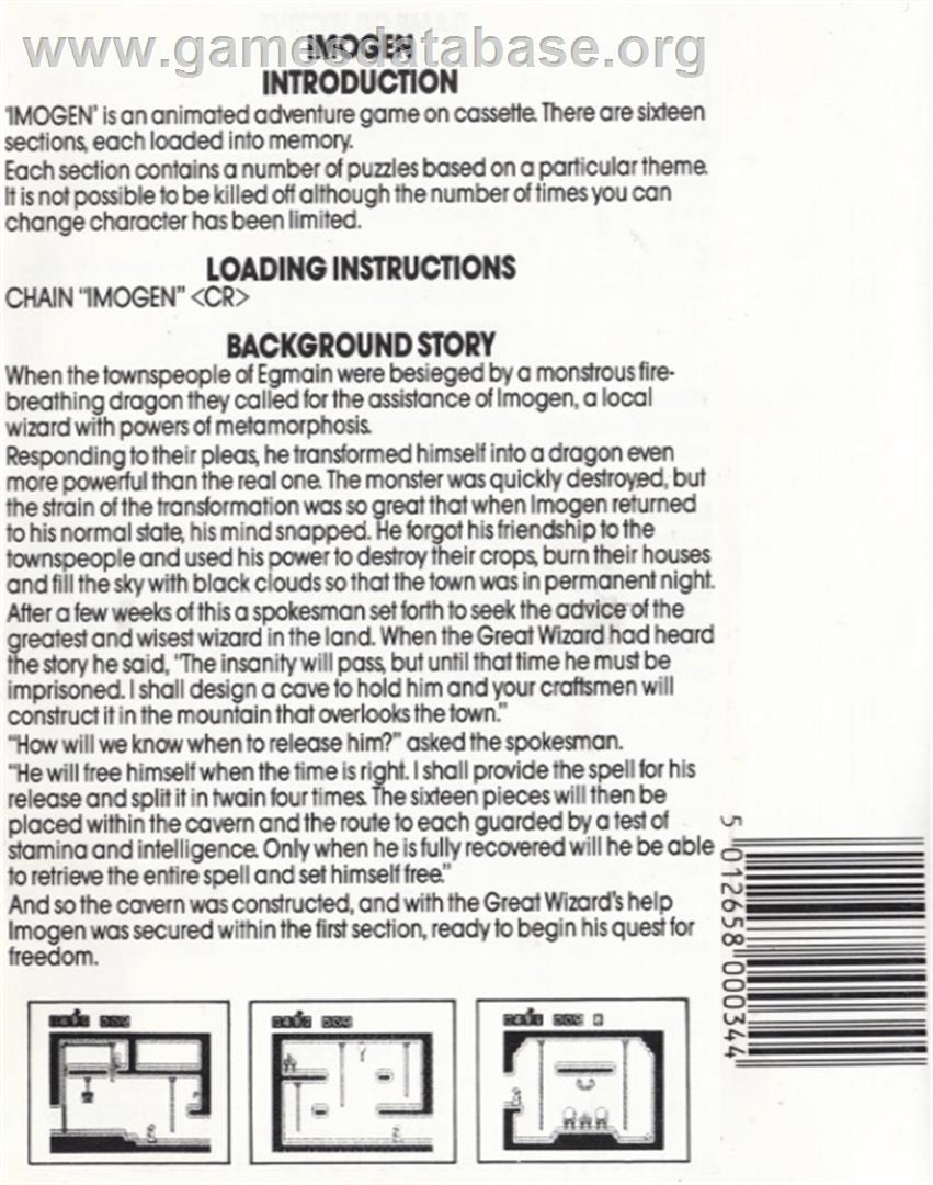 Imogen - Acorn BBC Micro - Artwork - Box Back