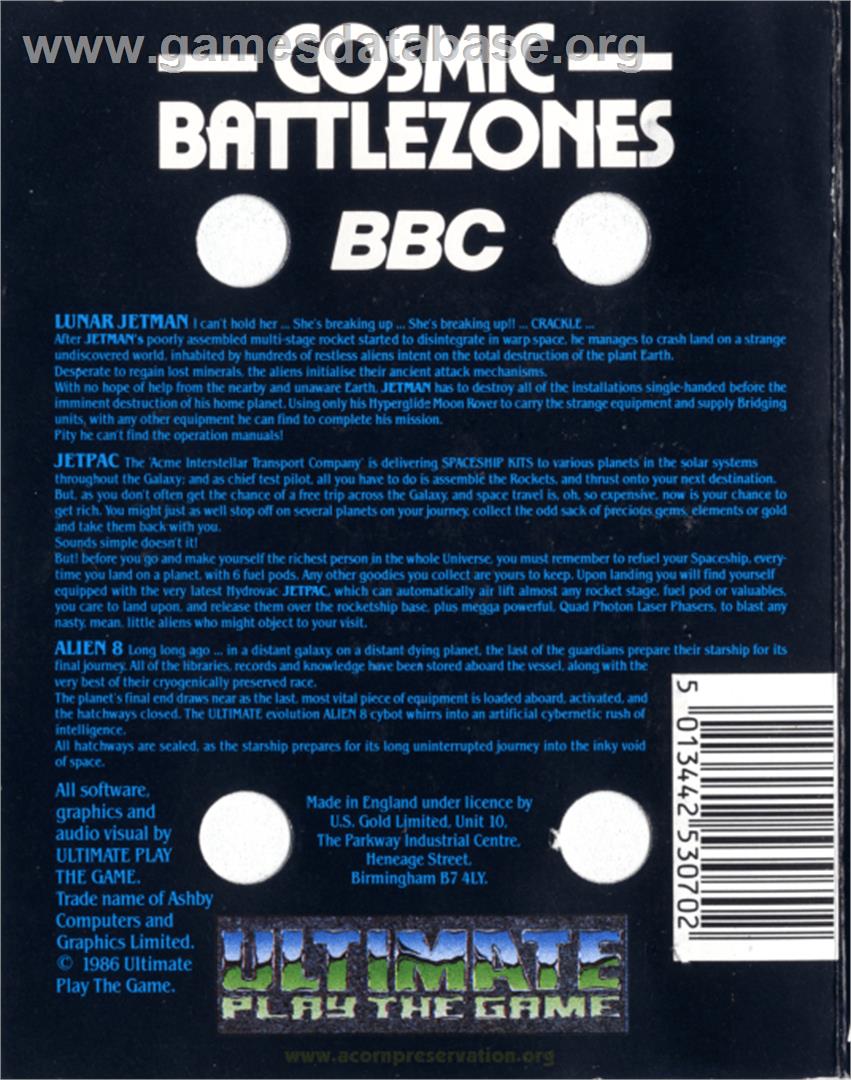 Lunar Jetman - Acorn BBC Micro - Artwork - Box Back
